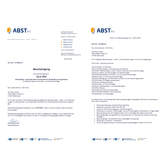 Bescheinigung ABST ab 2025